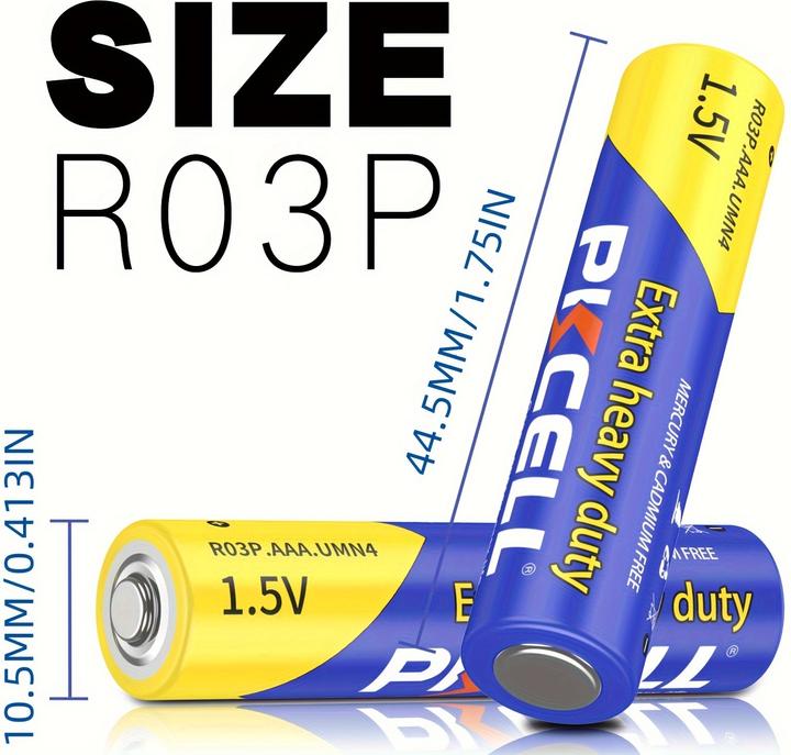 Actual product image Pkcell 40er Pack AAA 1,5V Zink-Kohle Batterien nicht wiederaufladbar (40 pcs., AAA)