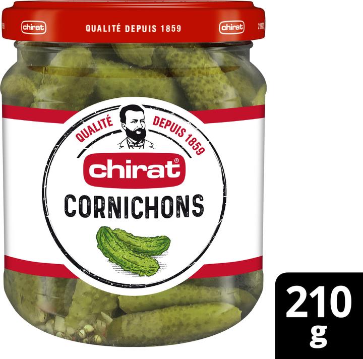 Actual product image Chirat Vinegar cornichons crunchy mini gherkins ideal for raclette, fondue, aperitifs, cold platters & (210 g)