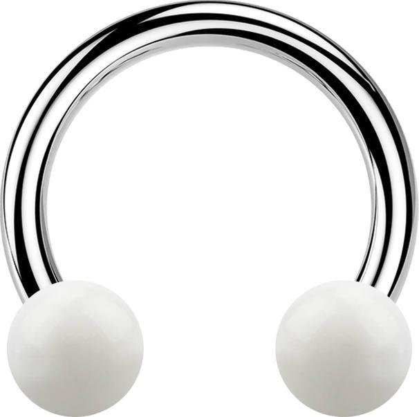 Immagine prodotto Star Piercing Micro Circular Barbell argento con due palline bianche (senza ottone)