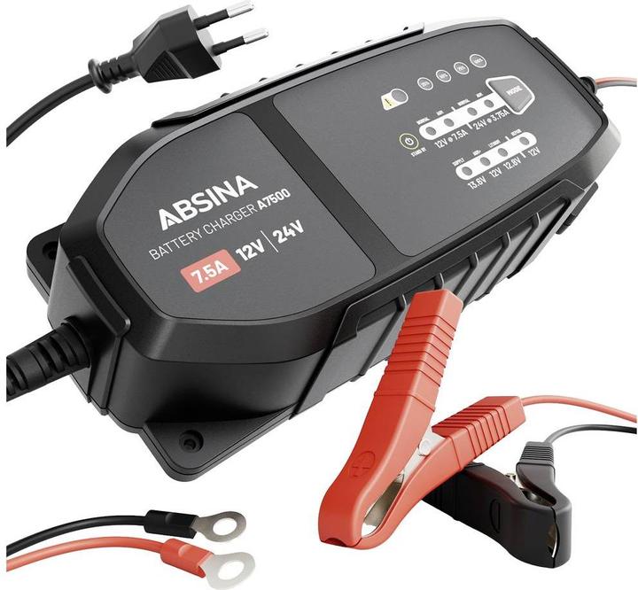 Immagine prodotto Absina Caricabatterie A7500 (12V, 24V, 7.50 A)