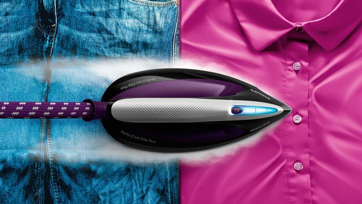 Actual product image Philips GC9675/80 PerfectCare Elite Plus Steam Ironing Station, Black/Purple (2700 W, 550 g/min)