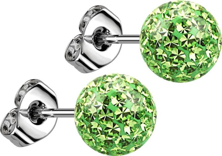 Star Piercing Ohrstecker silber mit Kristall Kugel hellgrün Epoxy Schutzschicht (Chirurgenstahl 316L, ohne Messing)