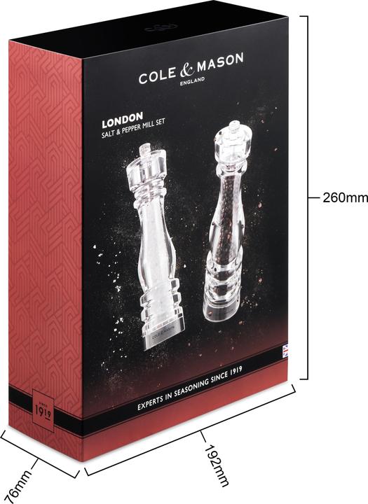 Produktbild Cole & Mason Cole&Mason Salz- und Pfeffermühle London 22 cm, Transparent (Pfeffer, Salz)