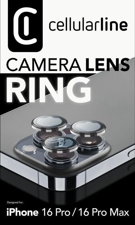 Actual product image Cellularline Camera Lens Ring - iPhone 16 Pro / 16 Pro Max Tempered glass for camera protection (1 Piece, Apple iPhone 16 Pro Max, Apple iPhone 16 Pro)