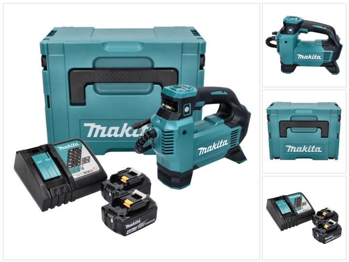 Actual product image Makita DMP 181 RMJ Battery compressor 18 V 11,1 bar + 2x battery 4,0 Ah + charger + Makpac