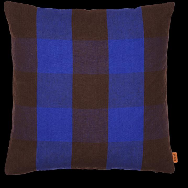 Ferm Living Housses de coussins avec remplissage GRAND Ã carreaux bleu (50 x 50 cm)