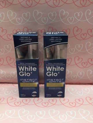 White Glo Instant White Gel Blue Form Optical Enhancers Zahnpasta mit Zahnbürste