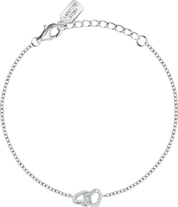 La Petite Story Silver bracelet Double heart with zircons Silver LPS05AWV01 (16 cm, 925er Silber)