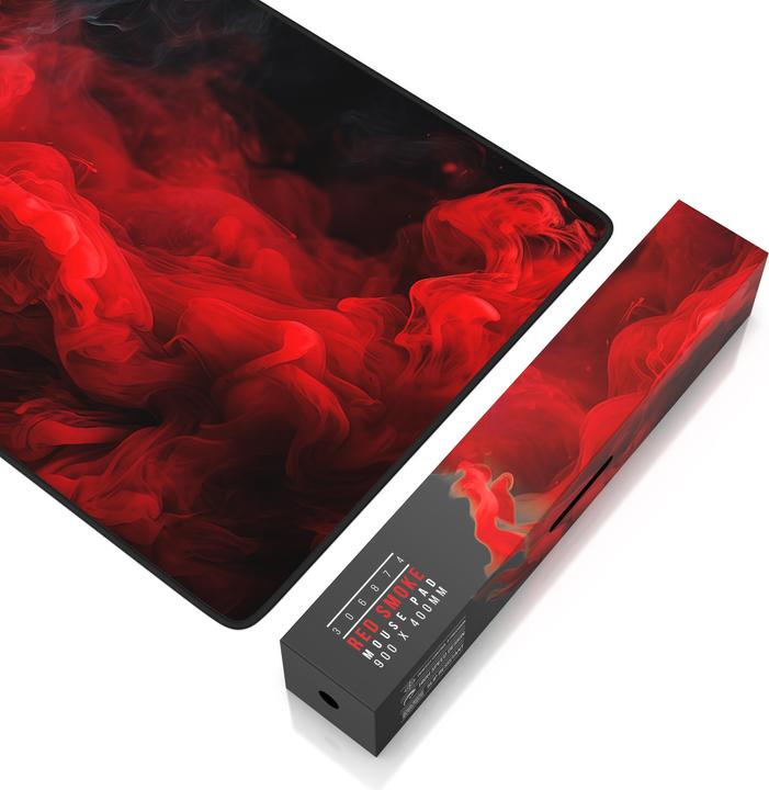Actual product image Titanwolf Gaming Mouse Pad, 900 x 400mm XXL Speed Gaming Mouse Mat, Mousepad Extra Large Surface, Red Smoke (XXL)