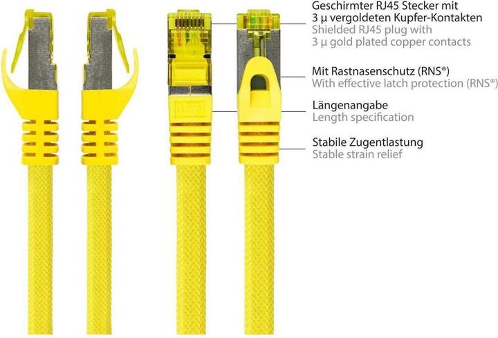 Image du produit Varia SO-37131 - Patchkabel Cat.7, S/FTP, 1,5m, gelb (S/FTP, CAT7)