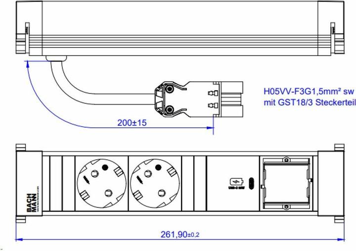 Actual product image Bachmann 916.507 (2 x, CEE 7/3, 0.20 m)
