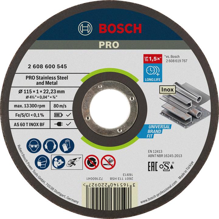 Produktbild Bosch Professional Zubehör PRO Stainless Steel and Metal Trennscheibe, 115 x 1 x 22,23 mm