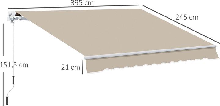 Produktbild Outsunny Gelenkmarkise mit Handkurbel (2.45 m)