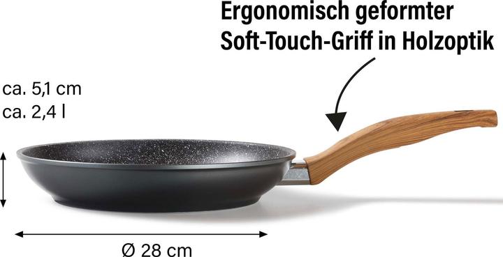 Actual product image Stoneline Back to Nature frying pan 28 cm, Made in Germany, induction, non-stick coated pan (28 cm, Frying pan, Aluminium)