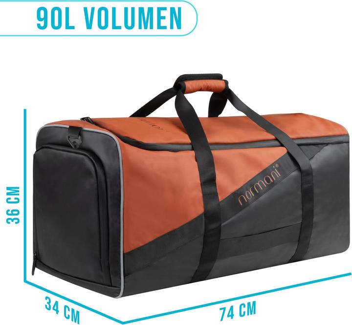 Immagine prodotto Normani Borsa sportiva con funzione di zaino da 90 l con cintura per i fianchi - 9279 (90 l)