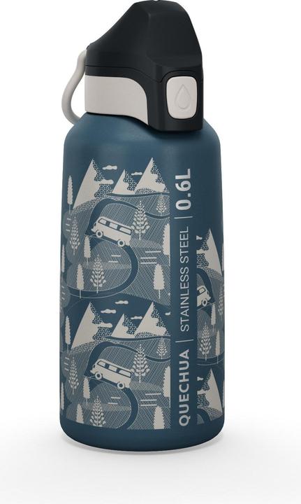 Quechua Children's drinking bottle 0.6 l stainless steel quick-release fastener for hiking - blue (0.60 l)