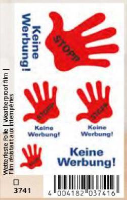 Produktbild Z-Design Informationsetiketten "Stop - Keine Werbung"