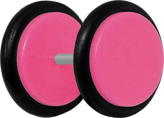 Star Piercing Fake Plug pink mit O-Ring (ohne Messing, Acryl)