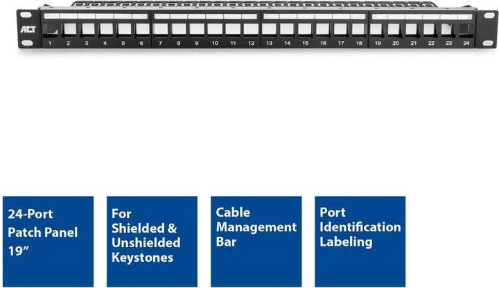 Produktbild 24 Port Keystone-jack patchpanel without connectors. Number of sockets: 24 24 port keystone panel