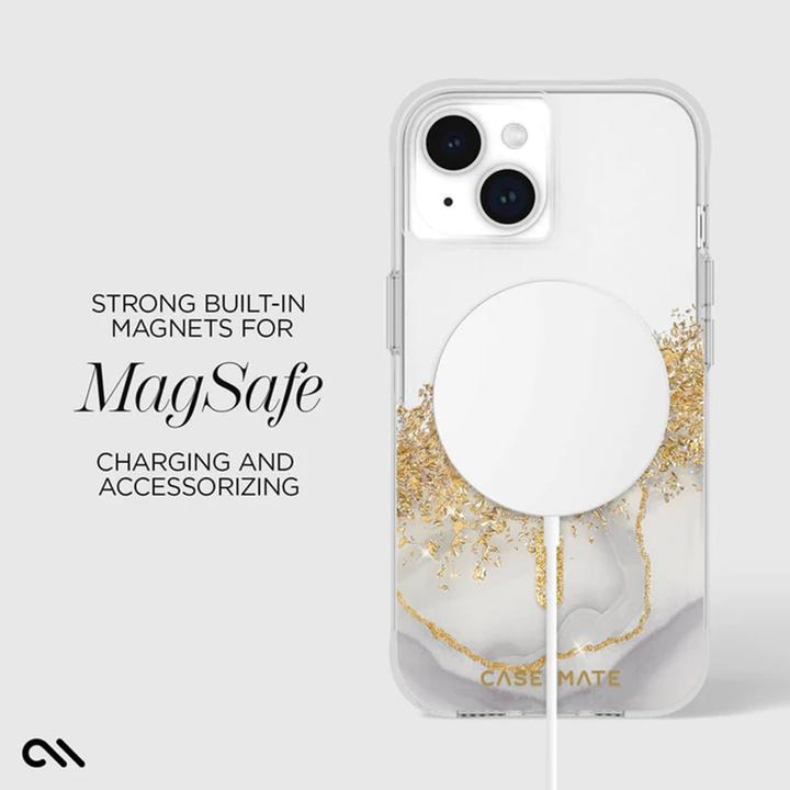 Actual product image Case-Mate Karat MagSafe - Case iPhone 15 zdobione złotem (Marble) (Apple iPhone 15)