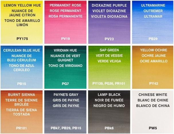 Productafbeelding Winsor & Newton Aquarel Cotman (Chinees Wit, Citroengele tint, Gebrande sienna, Turkoois, Ultramarijn, Dioxazine Paars, Sapgroen, Viridian tint, Okergeel, Lamp Zwart, Alizarine karmozijnrode tint, Payne 's grijs)