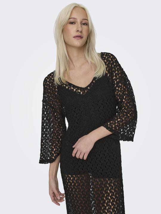 Produktbild Only Normal geschnitten V-Ausschnitt Kastige Ärmel Langes Kleid Kleid aus Spitze (XS)