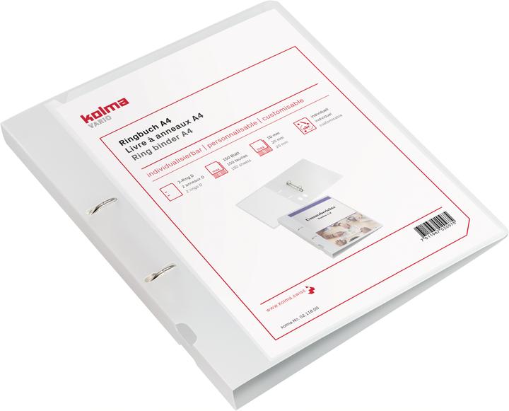 Produktbild Kolma Ringbuch Vario A4 2 Ringe Füllhöhe 2 cm farblos (A4, 29 mm, 1 Stück)