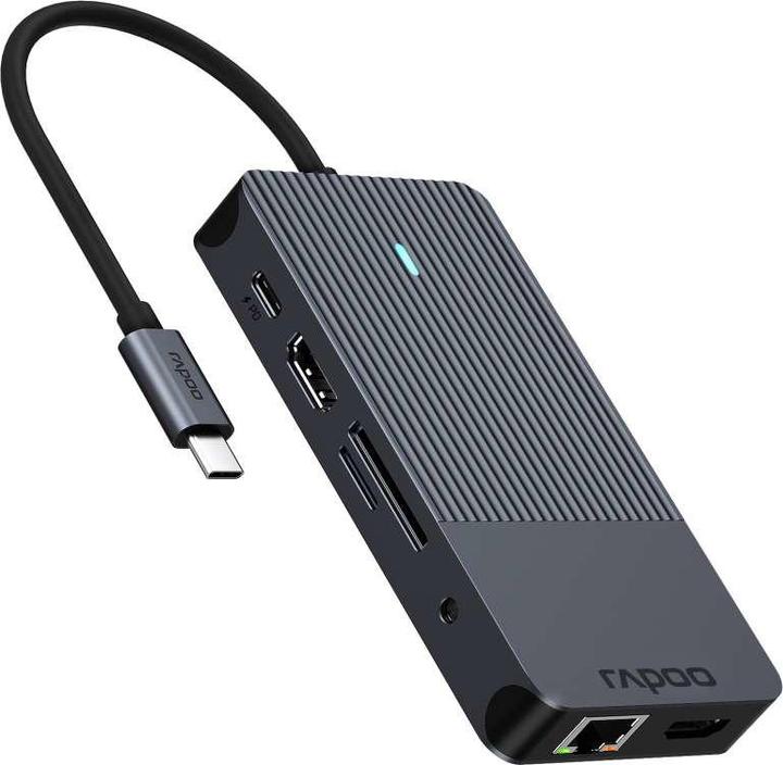 Produktbild Rapoo USB-C Multiport Adapter, 8-in-1, grau (USB-C, 1 Ports)