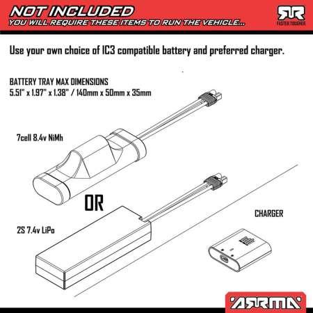 Image du produit Arrma Stadium Truck Vorteks Mega 550 2WD 1:10, ARTR (Presque prêt à être conduite)