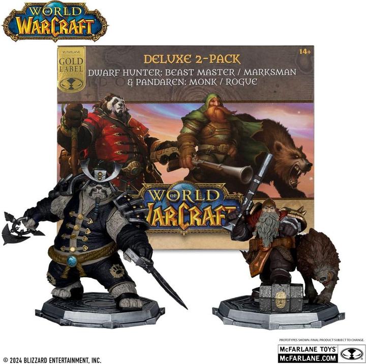 Produktbild McFarlane World of Warcraft PVC Statuen 2er-Pack 1/12 Dwarf Hunter: Beast Master & Pandaren: Monk (Gold Label)