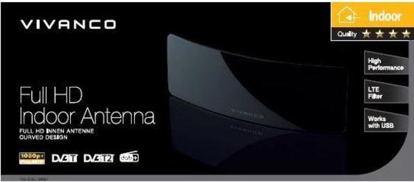 Actual product image Vivanco Tva 4045 (Flat antenna, DVB-T / -T2, DAB/ DAB+, UKW / MW / LW)