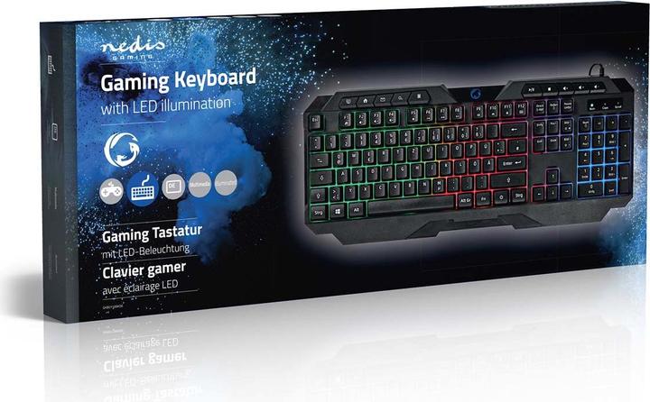 Image du produit Nedis Clavier de jeu filaire | USB Type-A | Touches à membrane | LED | QWERTY | DE-Layout | Longueur du (DE, Filaire)
