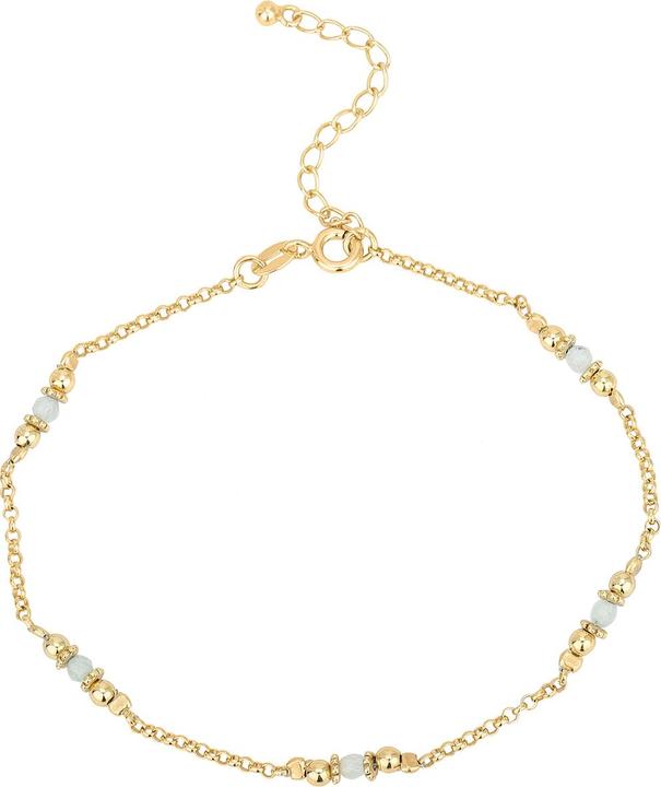 Leyda Fusskette Prenith (Stein, Silber 925, vergoldet 750 / 18 K Gold, 26 cm)