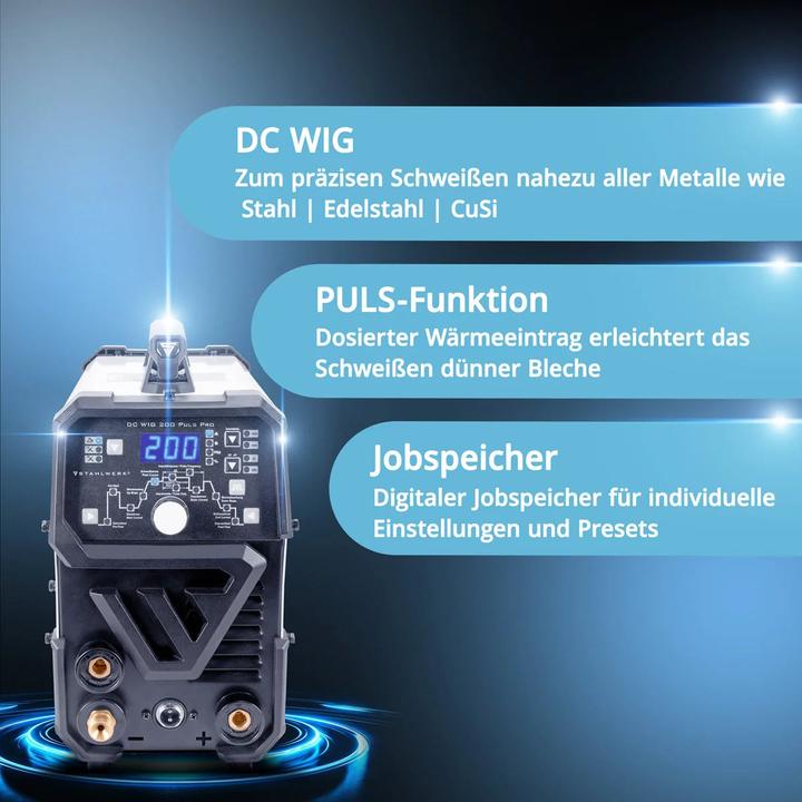Produktbild Stahlwerk Kombi-Schweissgerät DC WIG 200 Puls Pro Vollausstattung 2 in 1