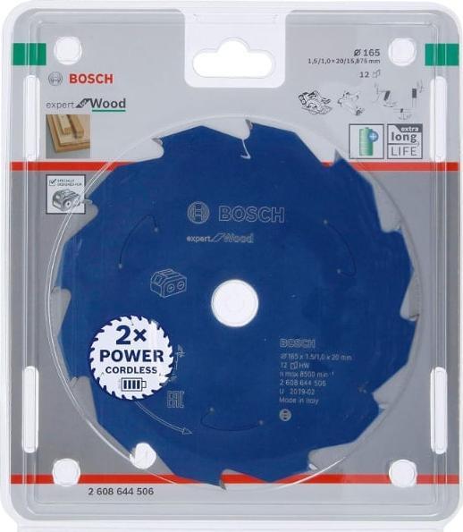Produktbild Bosch Professional Zubehör Akku-Kreissägeblatt Expert for Wood, 165 x 1,5/1 x 20, 48 Zähne
