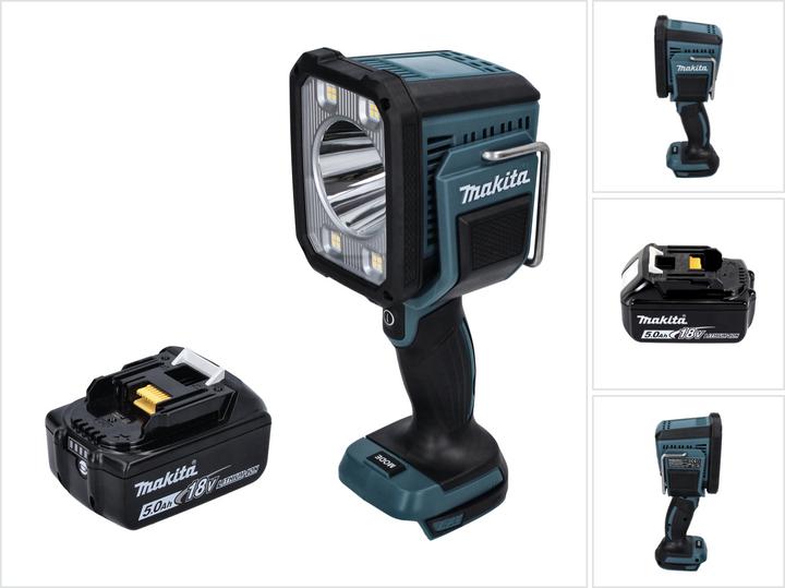 Produktbild Makita DML 812 T1 Akku LED Handstrahler 18 V 1250 lm + 1x Akku 5,0 Ah - ohne Ladegerät (1250 lm)