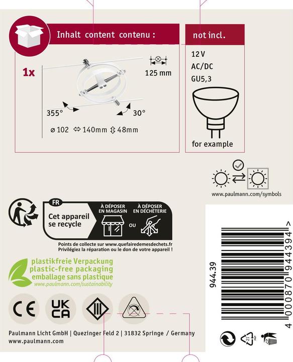 Actual product image Paulmann Lamps set Cardan