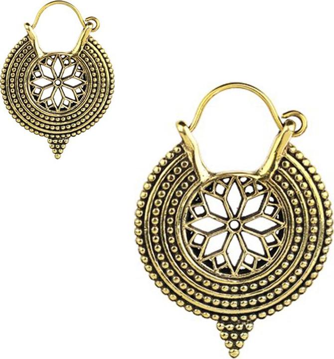 Star Piercing Ohrring vergoldet Blume mit Spitz (Messing)