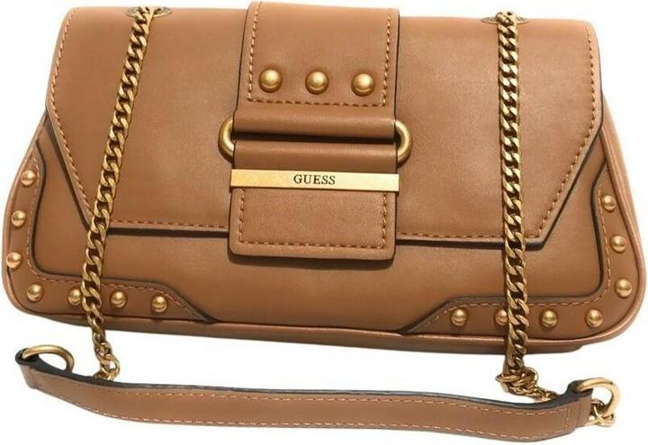 Actual product image Guess Greta, Polyurethane, Textile Crossbody Bag, Cognac, hwvb81 29210, 16