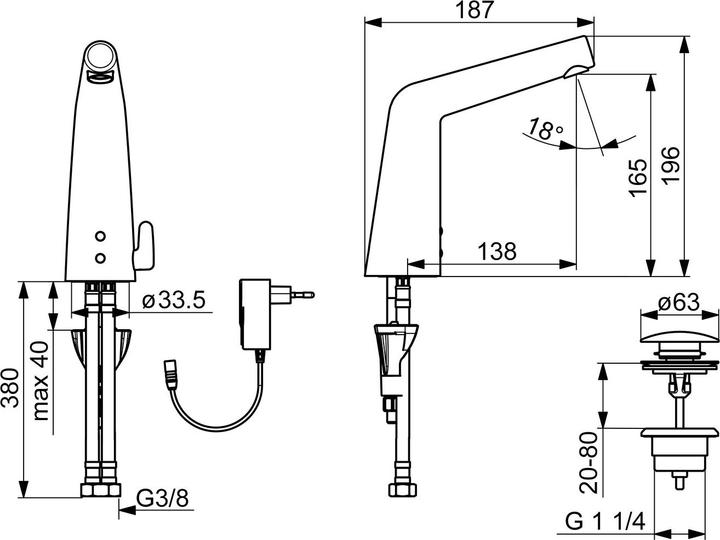 Produktbild Hansa HANSADESIGNO Style Waschtischarmatur 9/12V, Bluetooth, Ausladung 138mm, 51792221