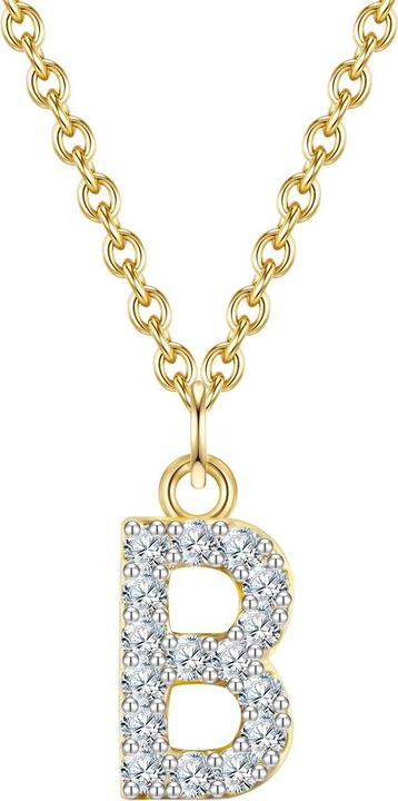 Glanzstücke München Damen Buchstabe B Sterling Silber Zirkonia Gelbgold 45,0 cm Basiskette + 5,0 cm Verlängerung - 32136 (Sterling Silber, 40 - 45 cm)