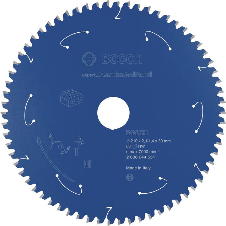 Produktbild Bosch Professional Zubehör Akku-Kreissägeblatt Expert for Laminated Panel, 210 x 2,1/1,4 x 30, 66 Zähne