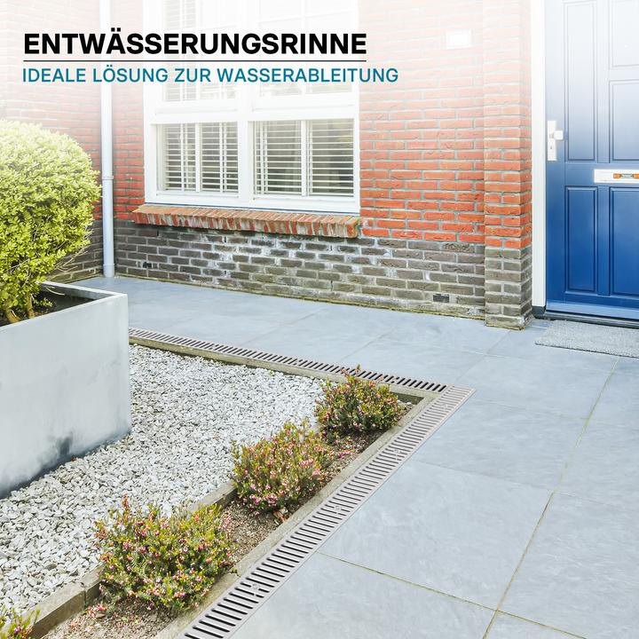 Produktbild Wiltec Entwässerungsrinne 1m Abdeckrost 1,5t verzinkt Ablaufrinne Abwasserrinne