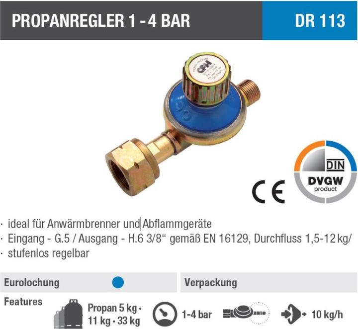 Actual product image CFH Propane regulator 1 - 4 bar