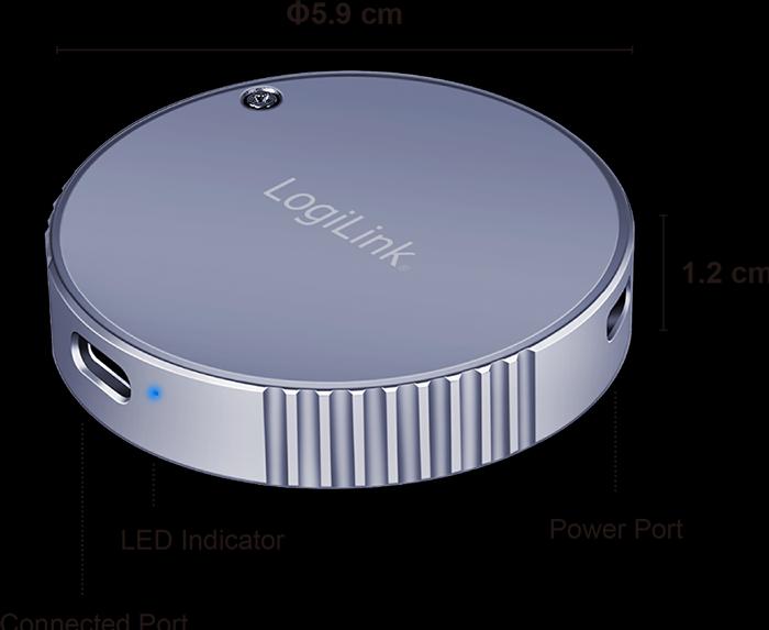 Productafbeelding LogiLink Magnetisches USB 3.2 Gen2 SSD-Gehäuse, 100 W PD, MagSafe-kompatibel, Spacegrau (M.2 2230)