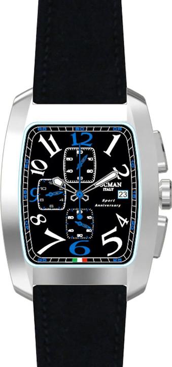 Locman Italy Herrenuhr Sport Anniversary Chrono schwarz/blau Ref. 0470 (Chronograph, 37 mm)