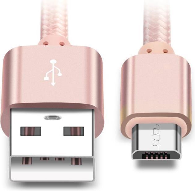 Actual product image Hermex Anki Micro USB Metal Charging Cable Fabric Data Cable 1m ROSÉGOLD (1 m)