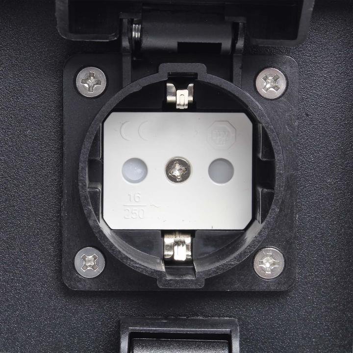 Actual product image Wiltec Outdoor Socket with Double Mains Outlet for Garden in Waterproof Aluminium Cylinder with IP Standard