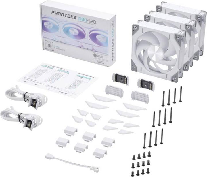 Image du produit Phanteks Ventilateur D-RGB D30 PWM Regular Airflow, 3-pack - 120mm, blanc (120 mm, 3 x)