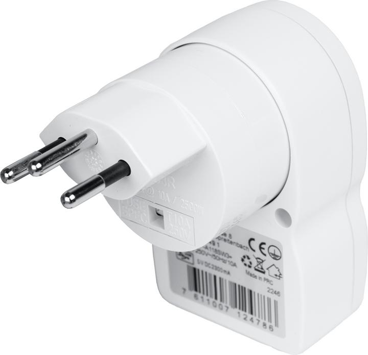 Produktbild Steffen Adapter World Socket 1xUSB - Schweiz T12, output 5V/2300mA